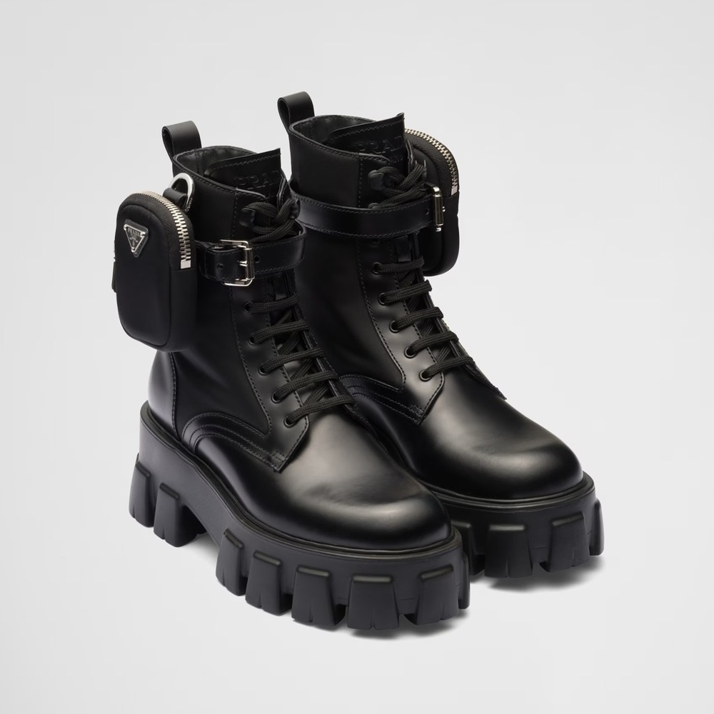 PRADA MONOLITH LEATHER BOOTS